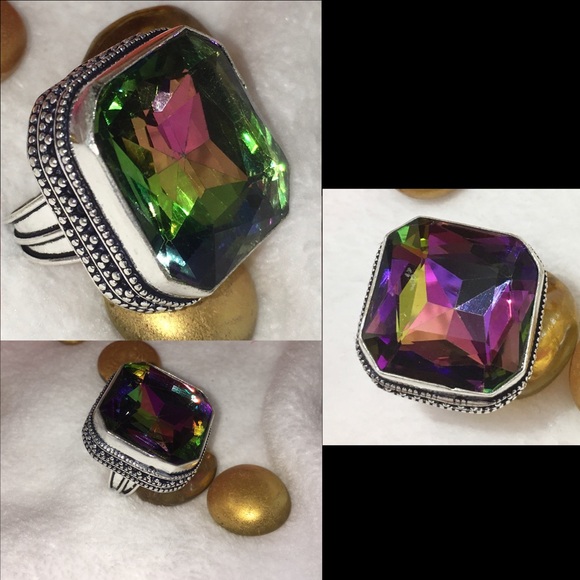 Mystical Rainbow Quartz Chunky Handmade Boho Ring - Picture 7 of 7